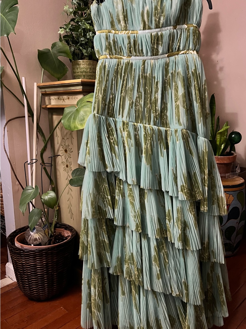 Hutch Lanza Strapless Tiered Ruffle Maxi Gown Sz Us 6